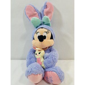Disney Store Minnie Mouse 2019 Easter Bunny Outfit Holding Bunny Rabbit 19"